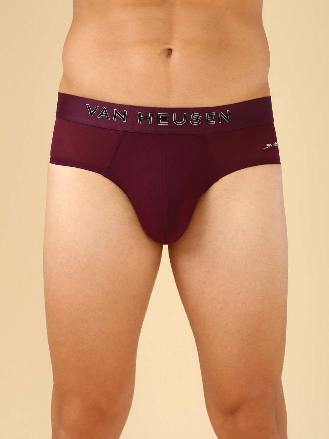 Van Heusen Innerwear Men Deep Purple Solid Swift Dry & High Stretch Mesh Brief