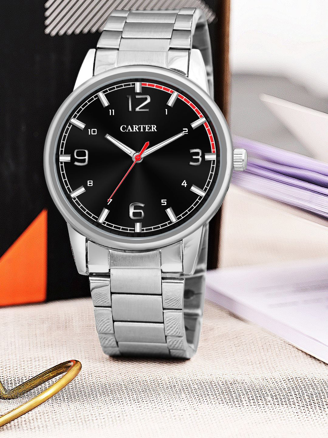 Sandy D Carter Men Dial & Bracelet Style Straps Analogue Watch Sandy D Carter-193-BK