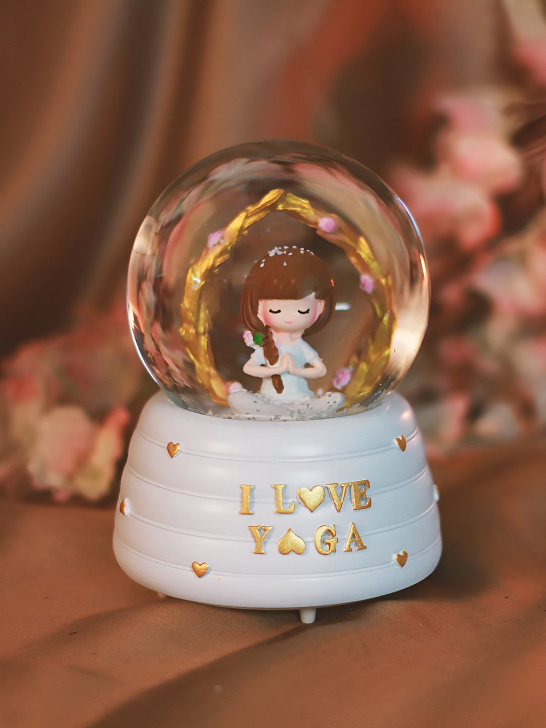 Giftii I Love Yoga Blue Crystal Glossy Living Room Music Tiny Showpiece - 3.9 Inches