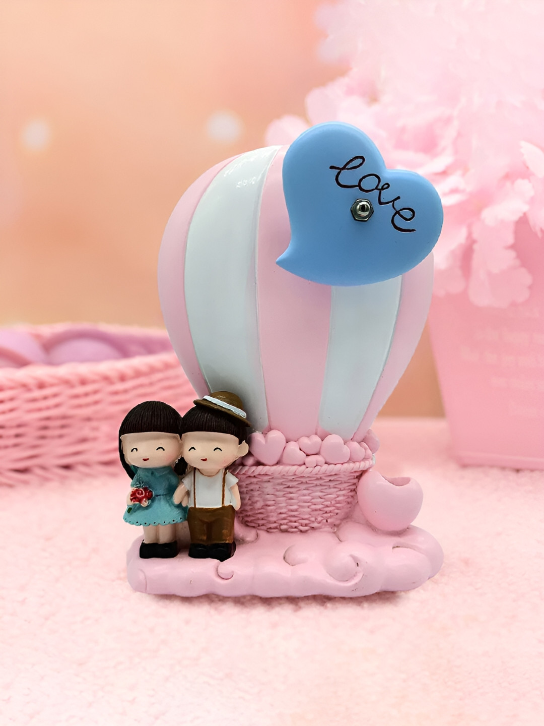 Giftii Musical Windmill Pink Polyresin Glossy Living Room Tiny Showpiece - 6.3 Inches