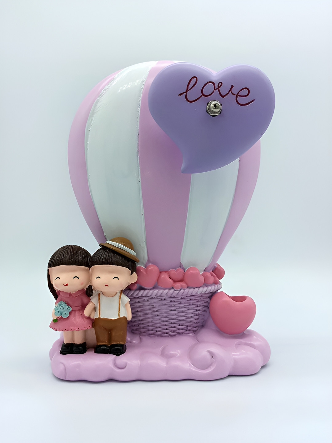 Giftii Musical Lovely Couple White Resin Natural Bedroom Music Small Showpiece - 6.3 Inches