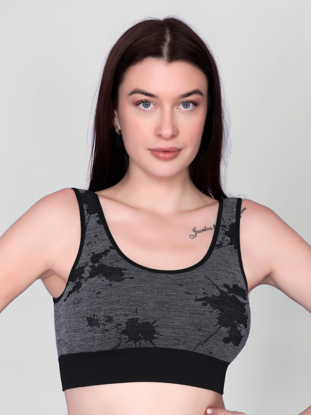 DEALSEVEN FASHION Abstract Printed Full Coverage Workout Bra with All Day Comfort