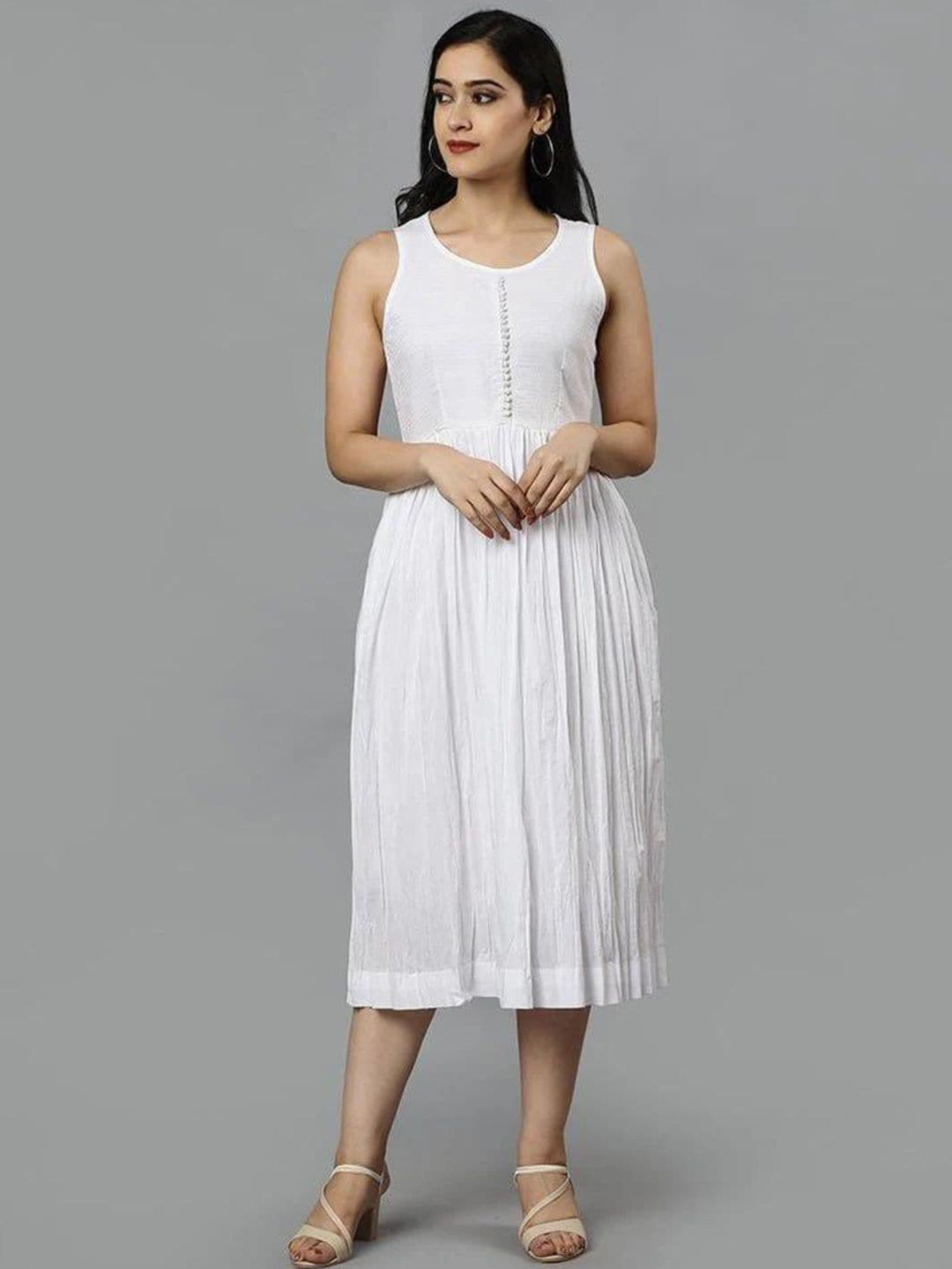 Mera Rang Sleeveless Fit & Flare Midi Dress
