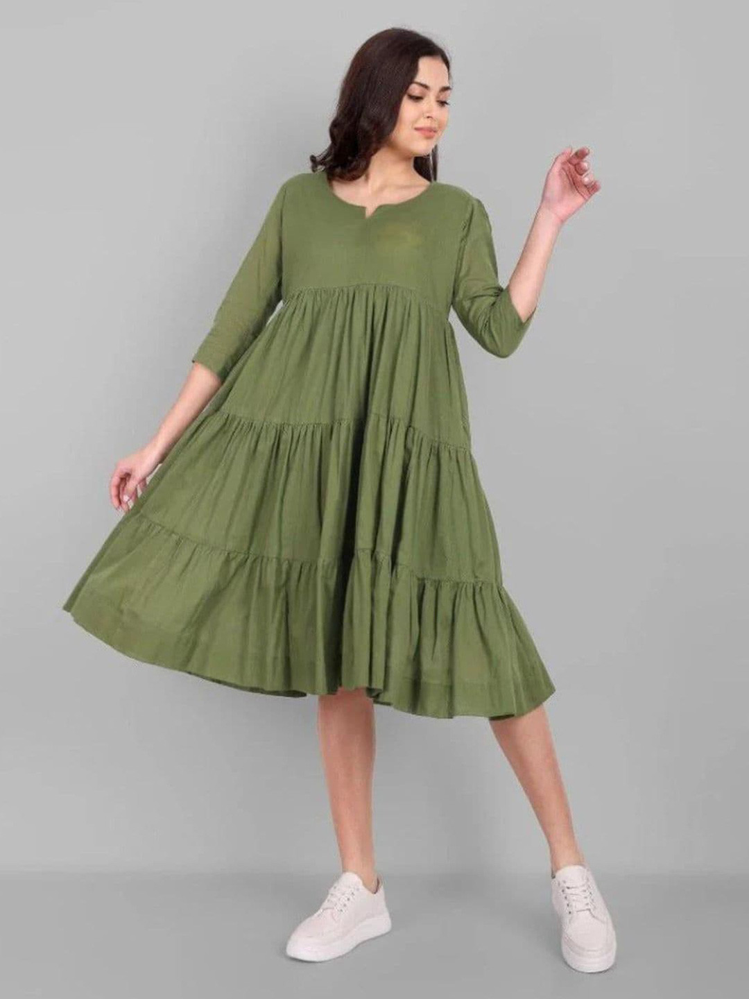 Mera Rang Regular Sleeves Empire Midi Dress