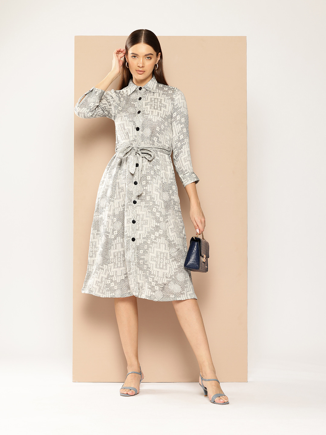 Purple State Shirt Dress With Belt