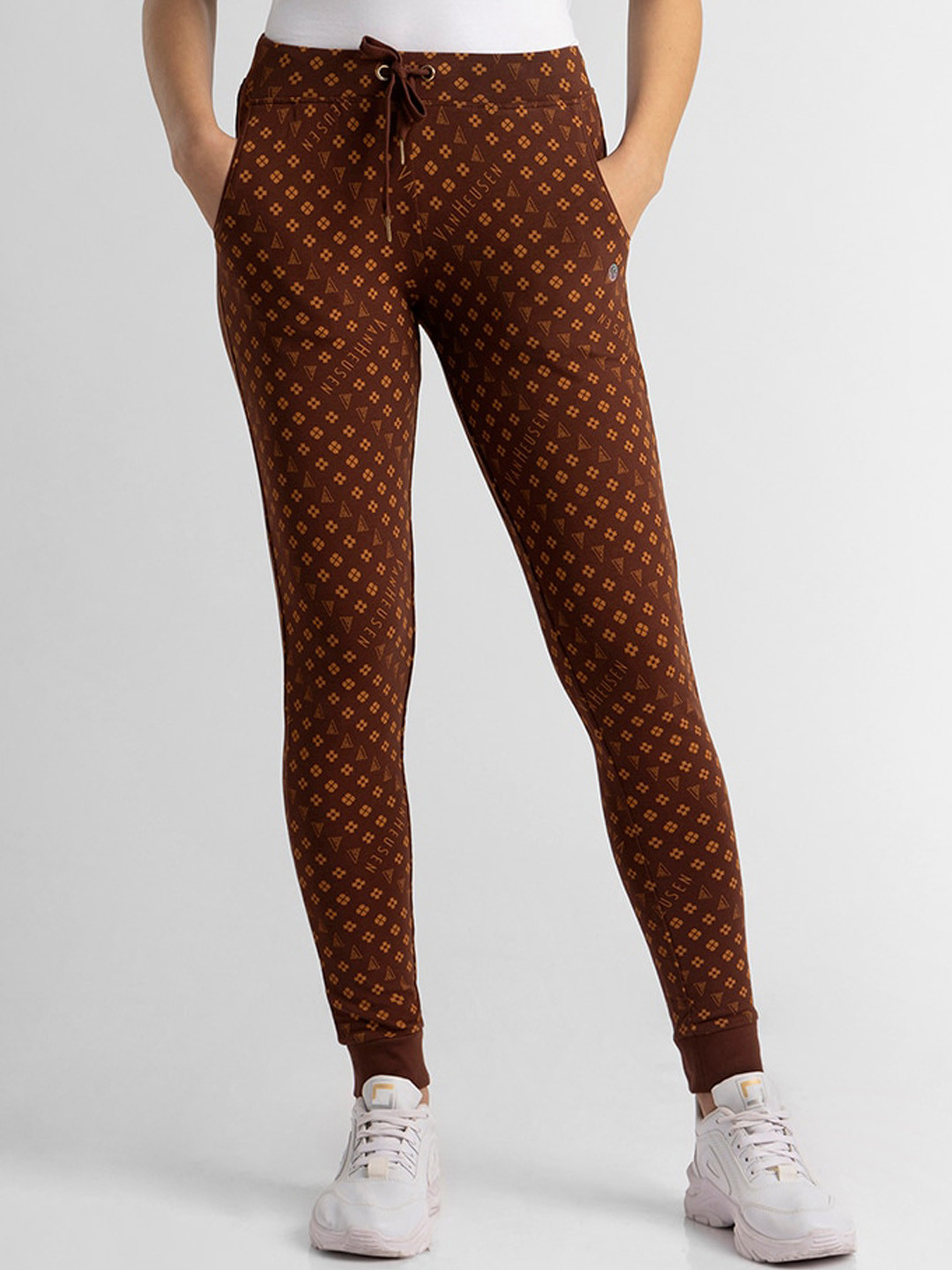 Van Heusen Graphic Printed Mid-Rise Pure Cotton Joggers