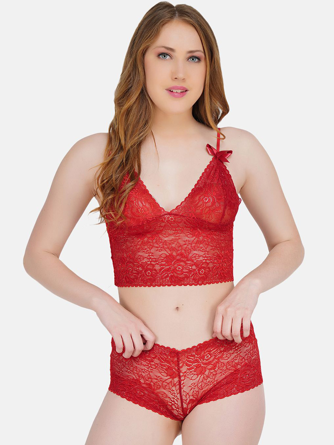 Hill Islands Luxe Lace Net Intimate Wear Lingerie Set Hill_Islands_NTOPRED_Lingerie_BD_XS
