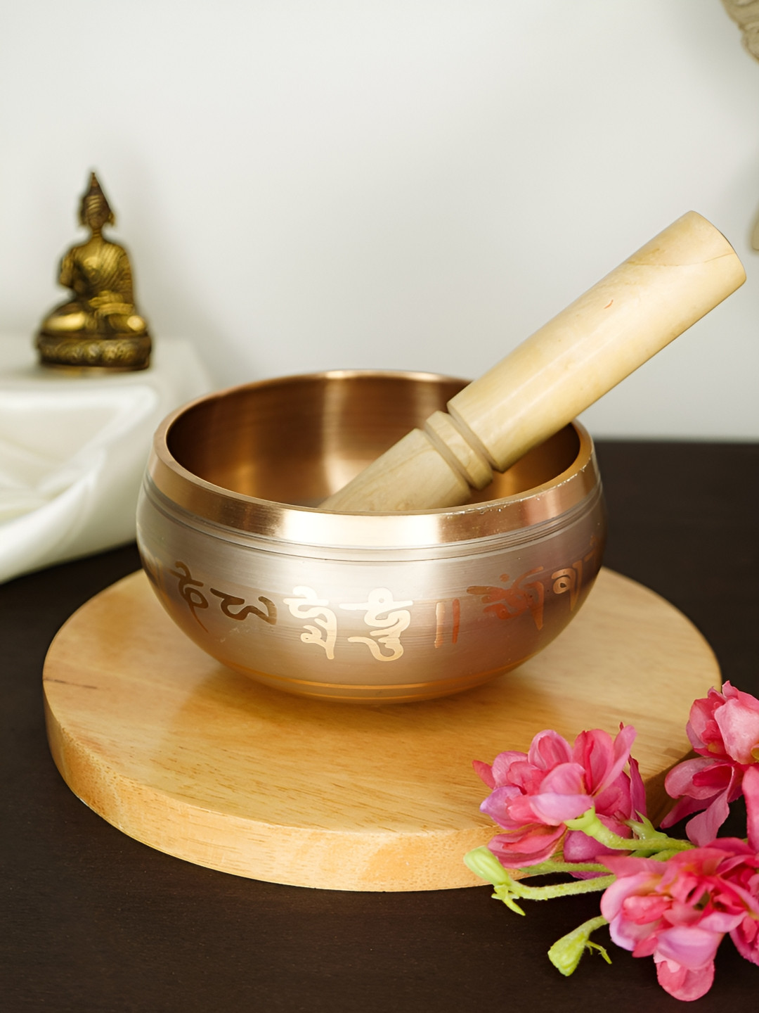 Ekhasa Gold Toned Textured Tibetan Meditation Singing  Bowls