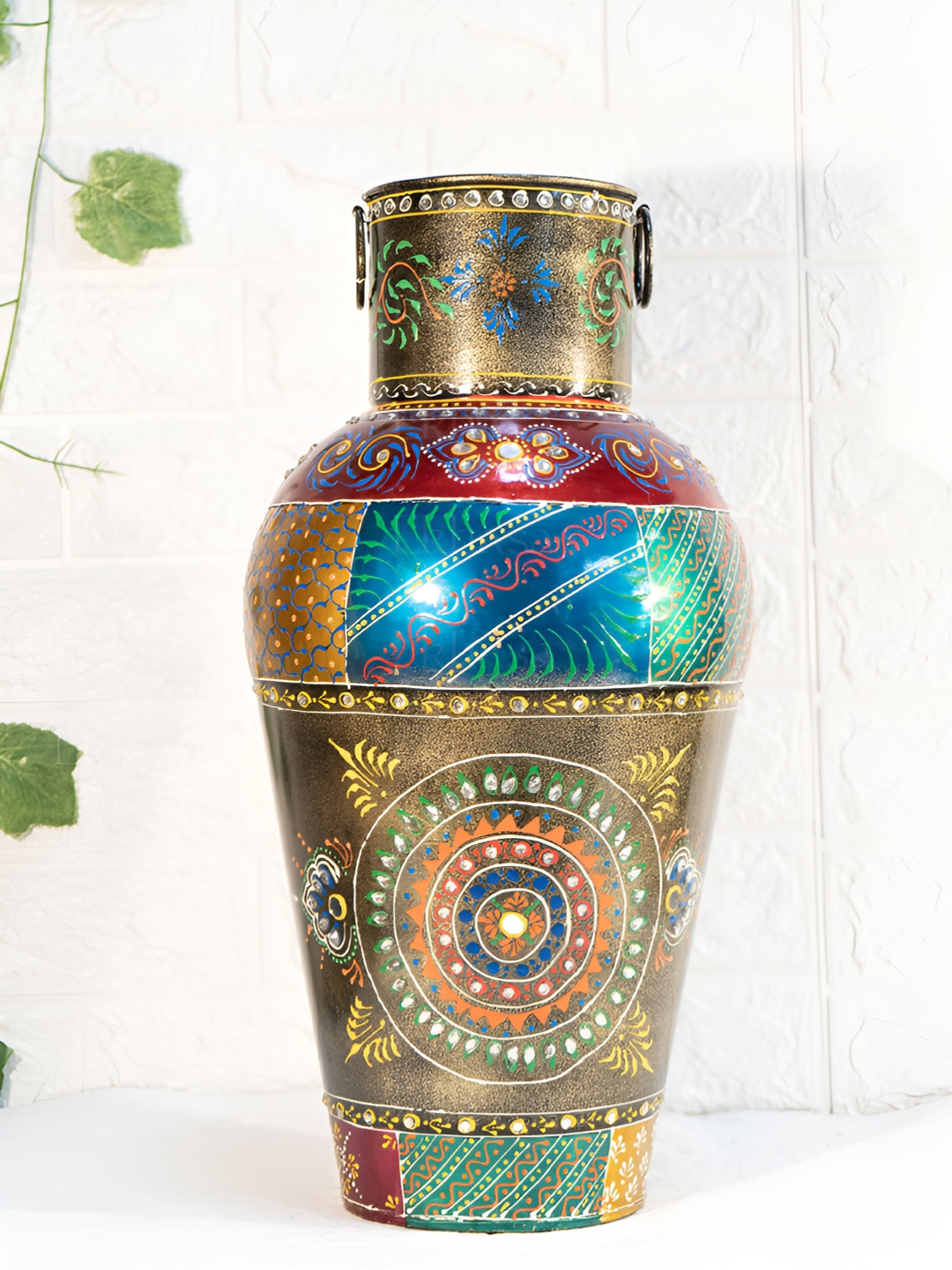 Nostrae by Ekhasa Red & Blue Rust-Resistant Metallic Tall Flower Vase