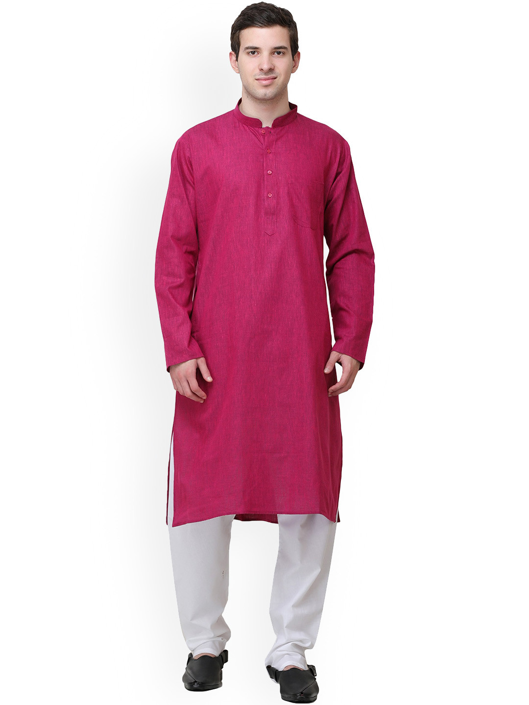 Exotic India Plain Cotton Kurta with Pajama Set