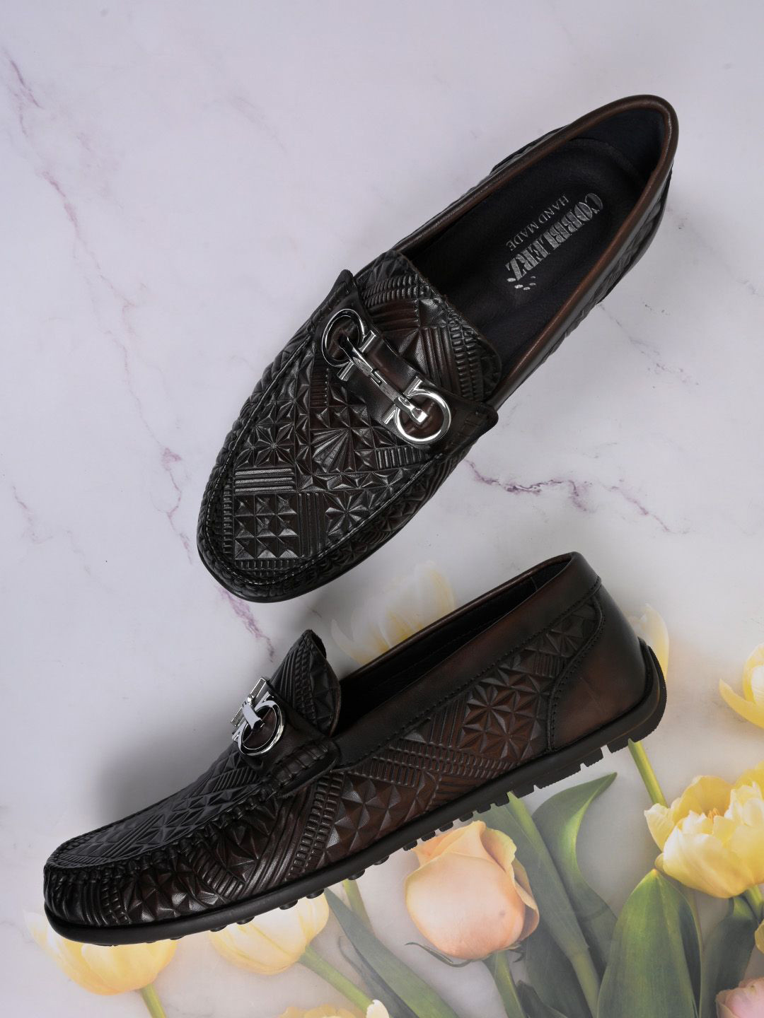 Cobblerz Men Sef Design Textured Leather Loafers