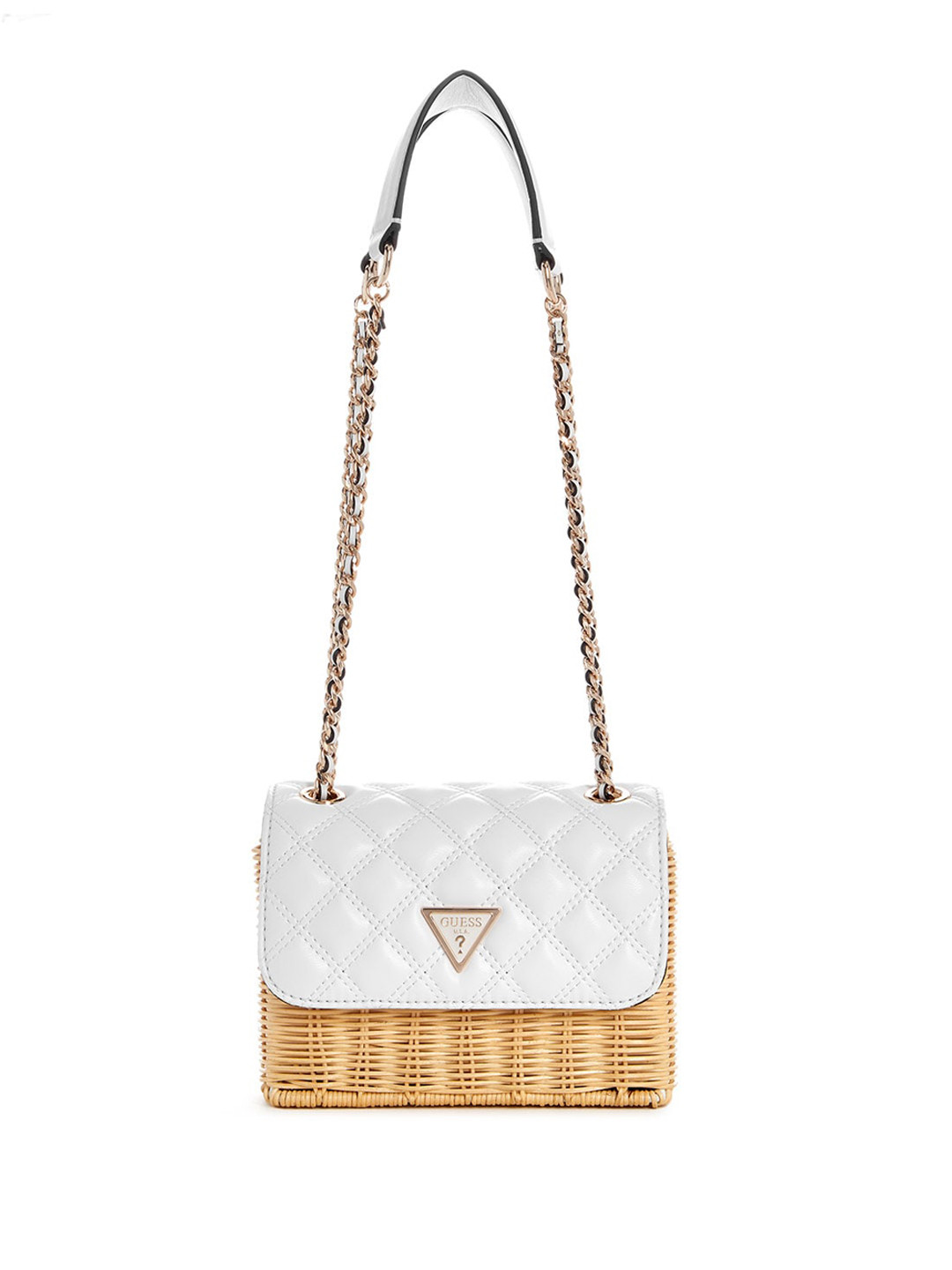 GUESS Fabric Colourblocked Textured Structured Shoulder Bag with Quilted