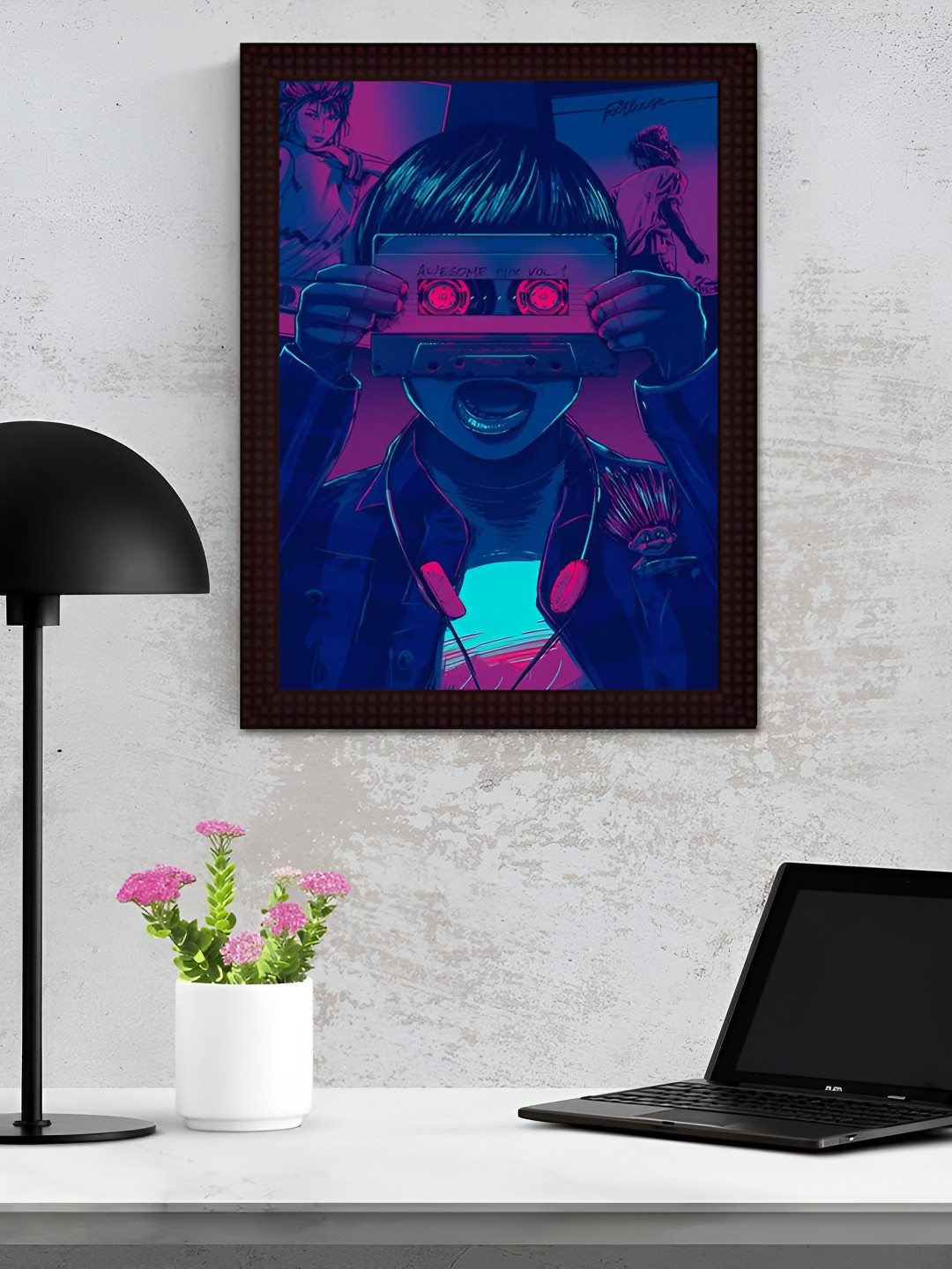 Tamatina Blue & Pink Printed Wooden Wall Art