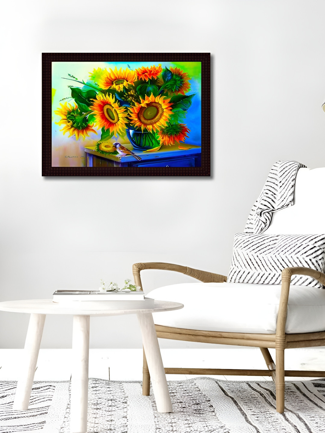 Tamatina Sunflower Wood Wall Rectangle Paintings Wall Art - 15.5 x 11.5 In