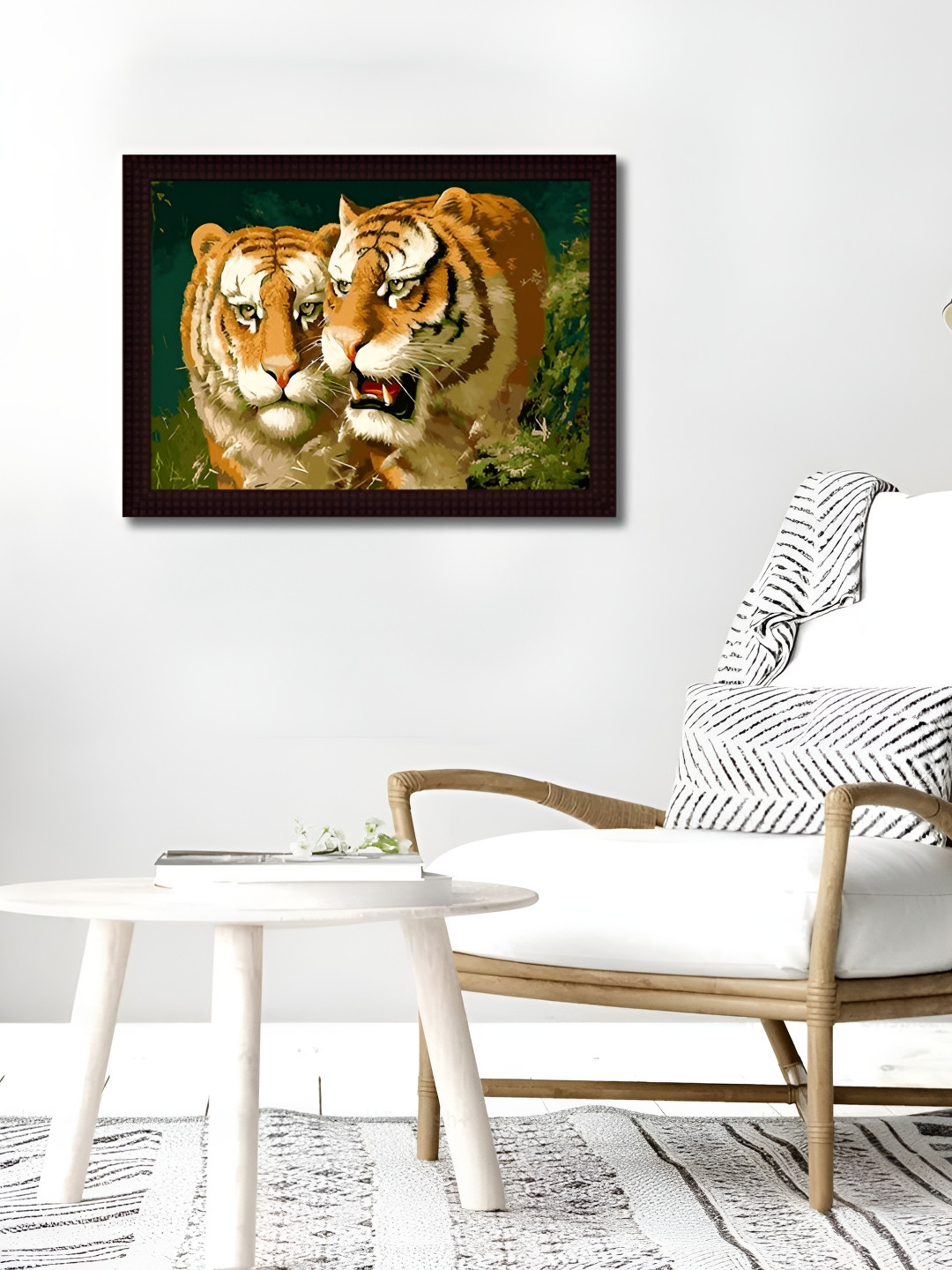 Tamatina TigersIn The Forest Wood Wall Rectangle Paintings Wall Art -11.5 x 15.5In