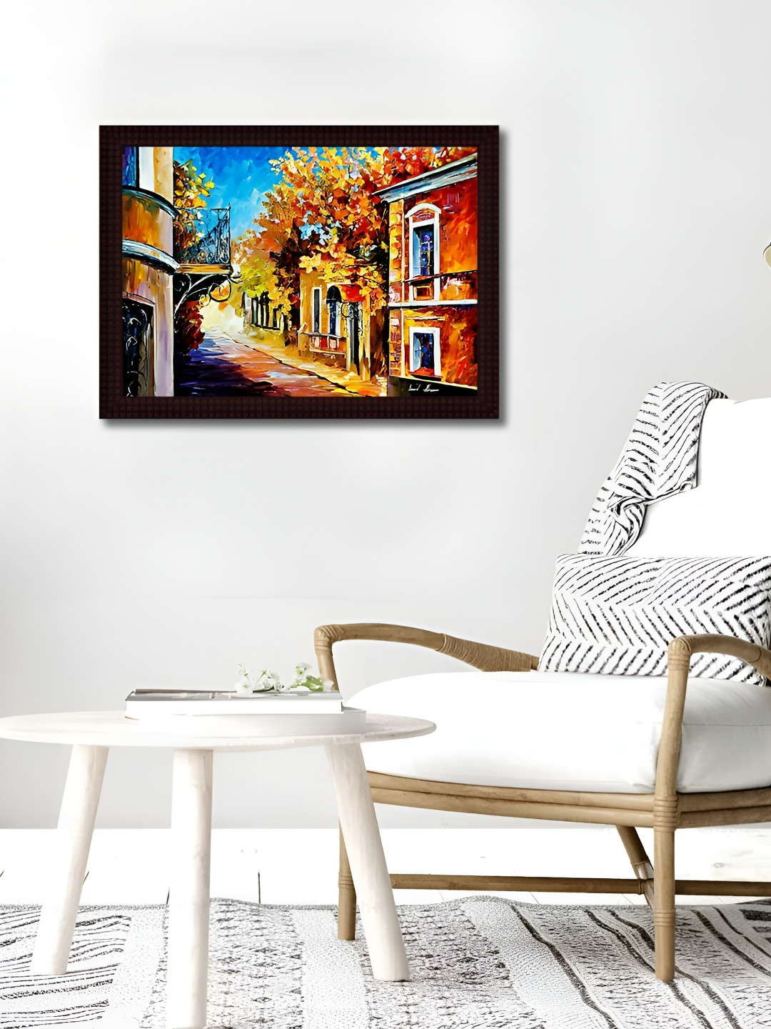 Tamatina Blue & Brown Down The Street Printed Wall Art