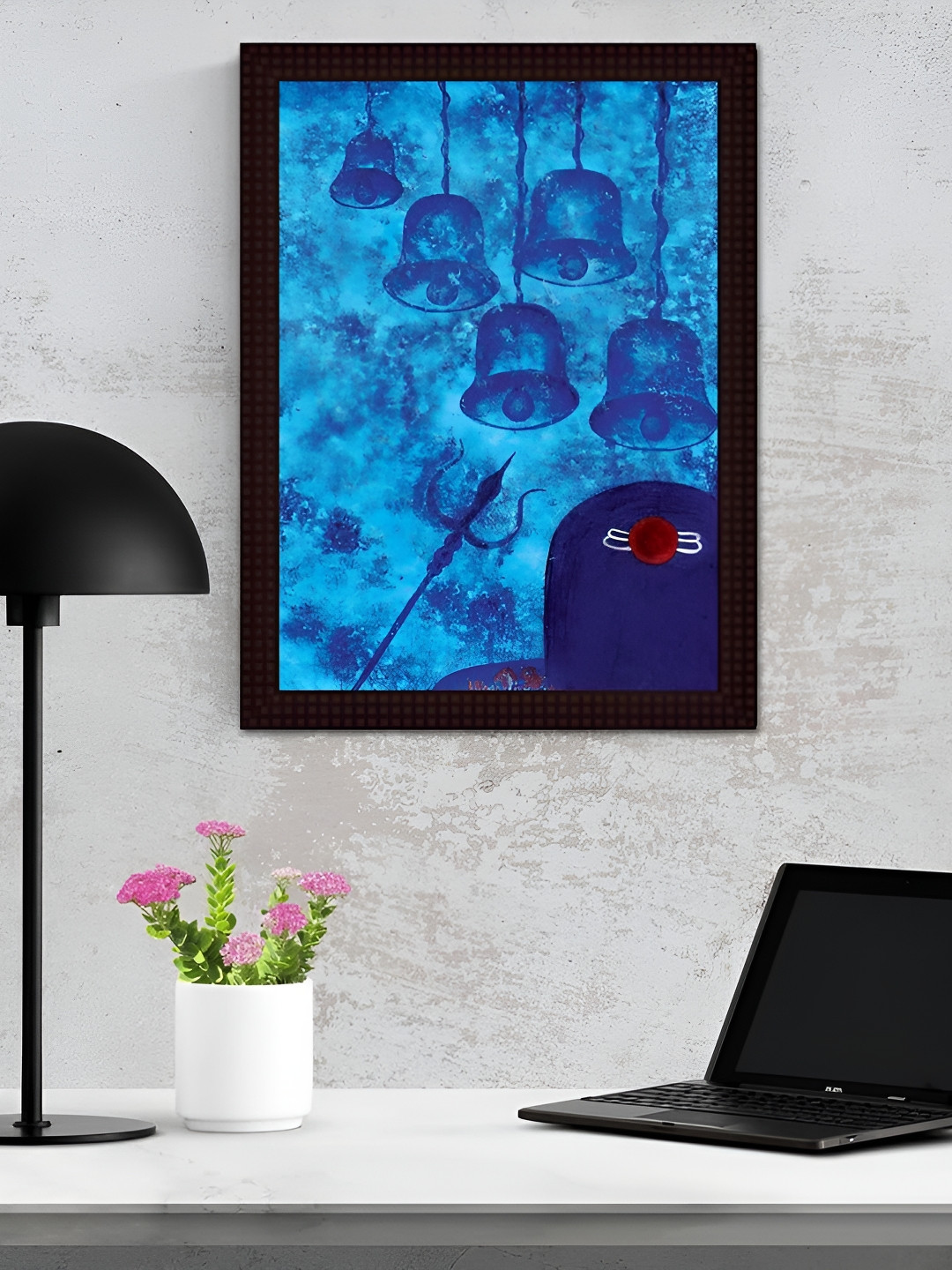Tamatina Blue Printed Wooden Framed Wall Art