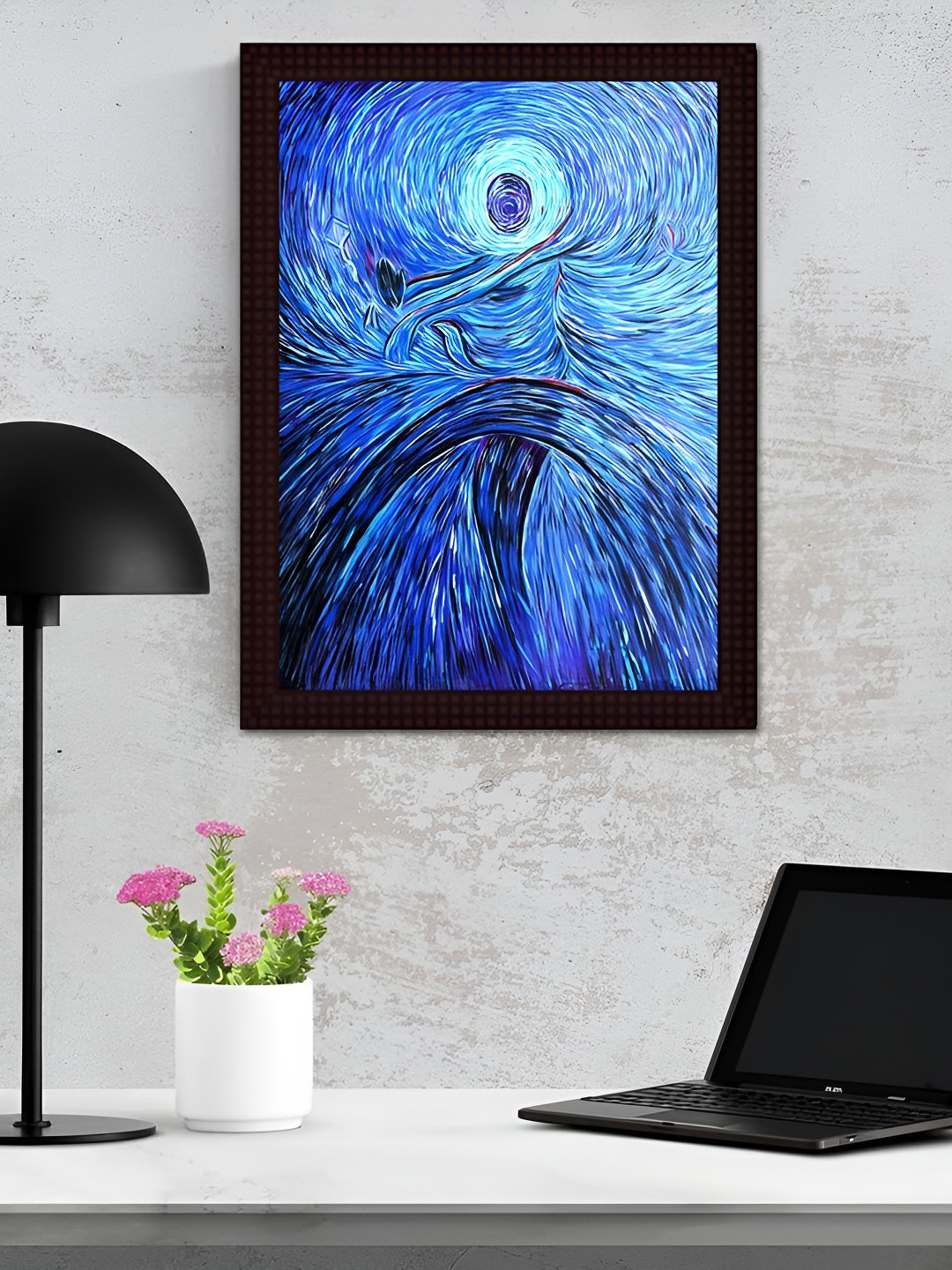 Tamatina Blue Printed Wooden Framed Wall Art