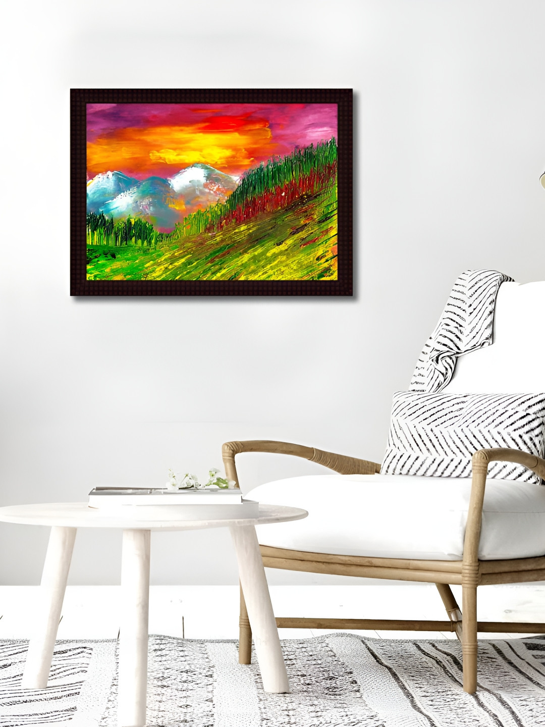 Tamatina Sunrise Wood Wall Rectangle Paintings Wall Art -15.7x11.8In