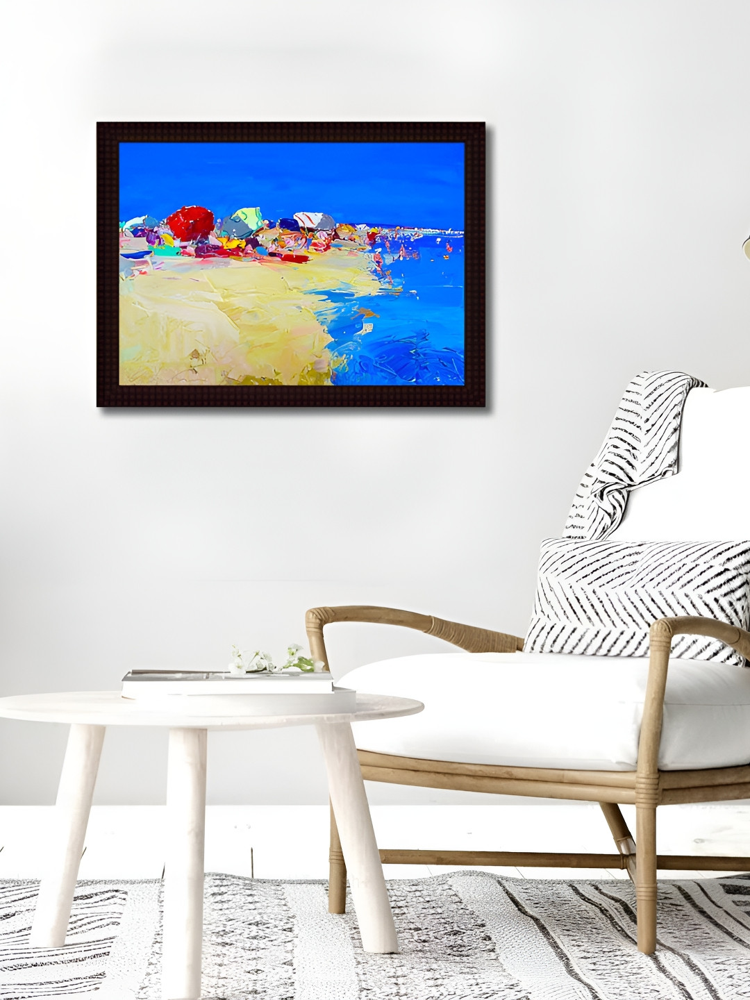 Tamatina Blue & Yellow On The Beach Printed Wooden Wall Art