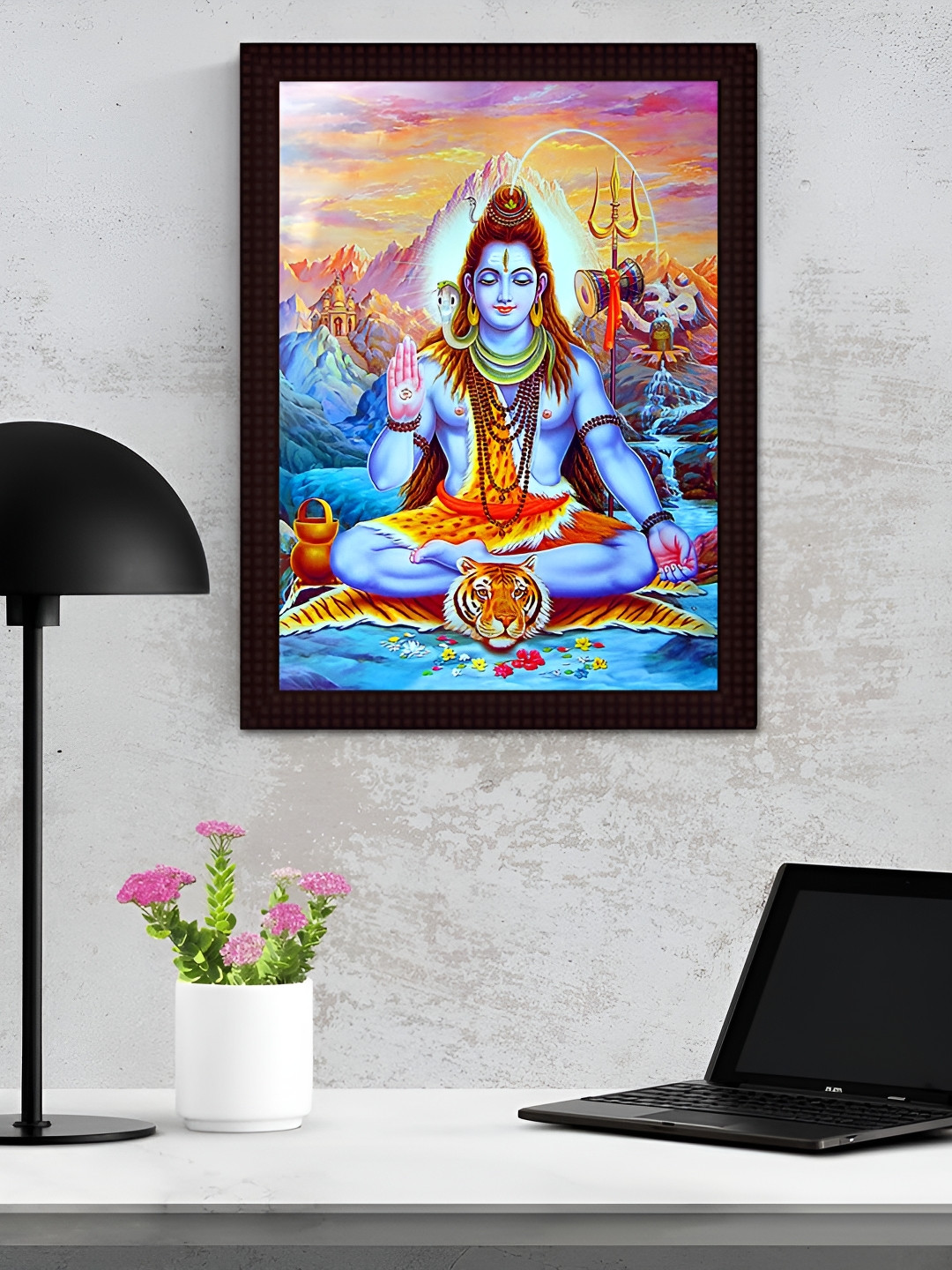 Tamatina Blue & Black Jai Shiv Shankar Printed Wall Art