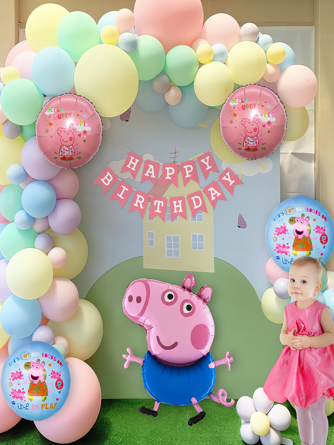 Special You 58-Pcs Pink Textured Balloons Banner Tape Birthday Decoration Set