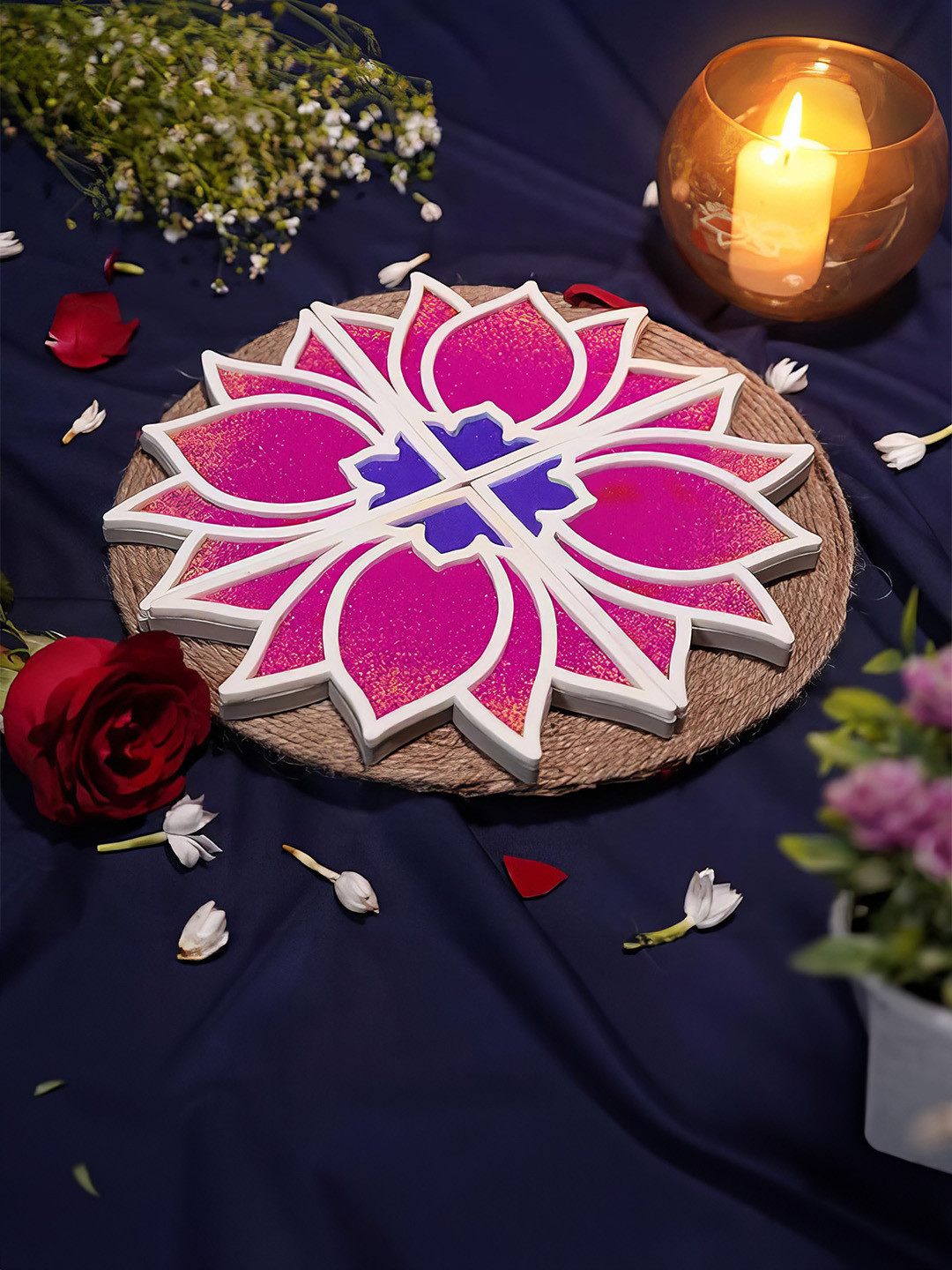 SPECIAL YOU 4 Pcs Portable Lotus Rangoli Festive Decor