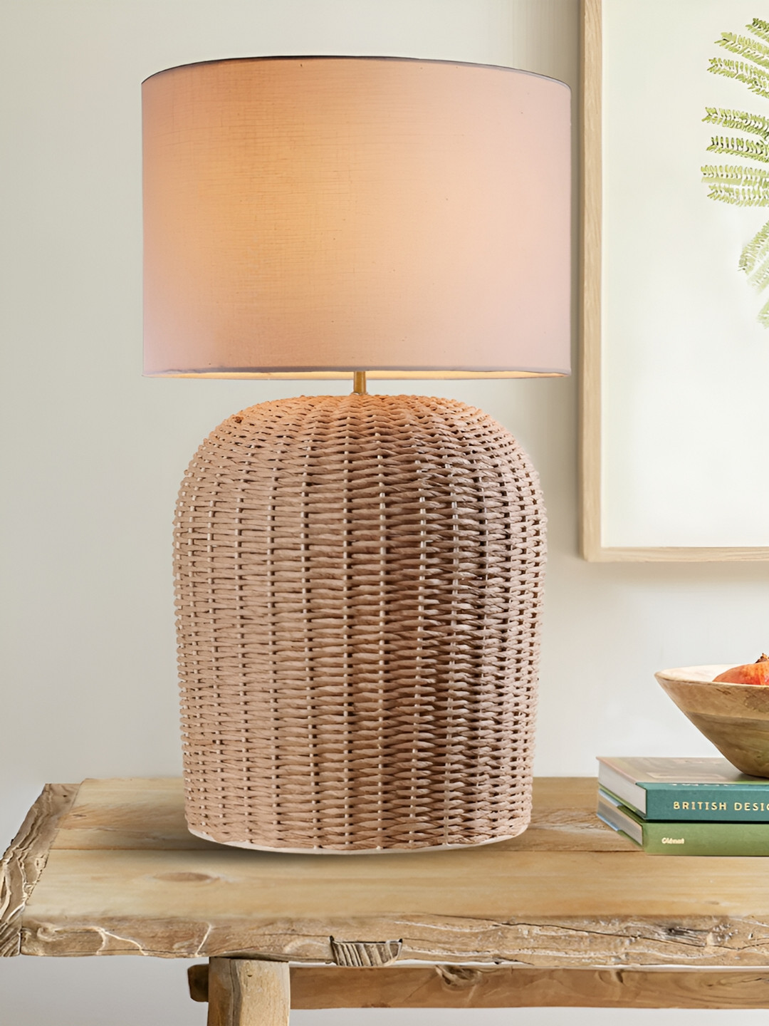 Decazone White Wood Square Table Lamp with Adjustable Cord