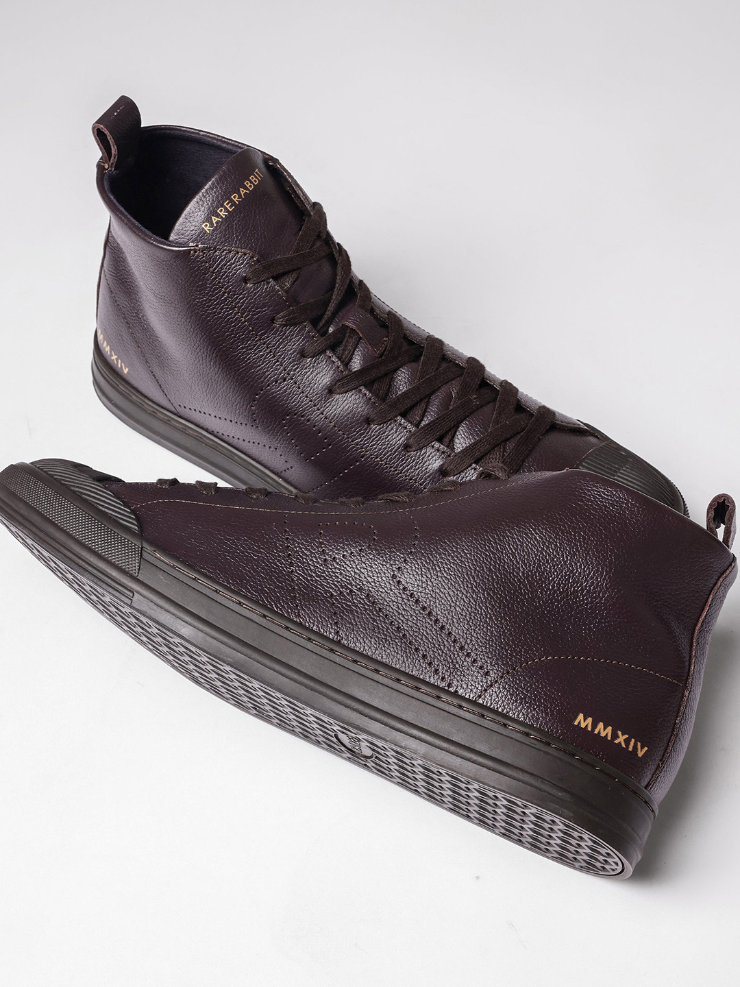 RARE RABBIT Men Sauron Hi Pro Leather Sneakers