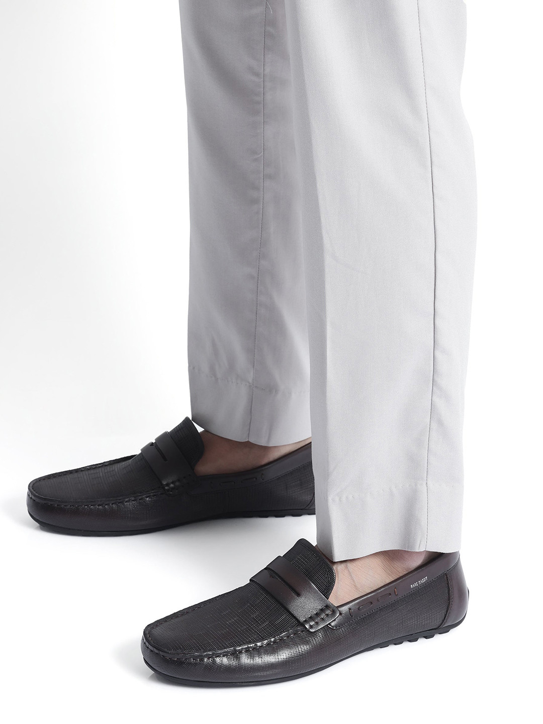 RARE RABBIT Men Saffian Textured Leather Formal Loafers