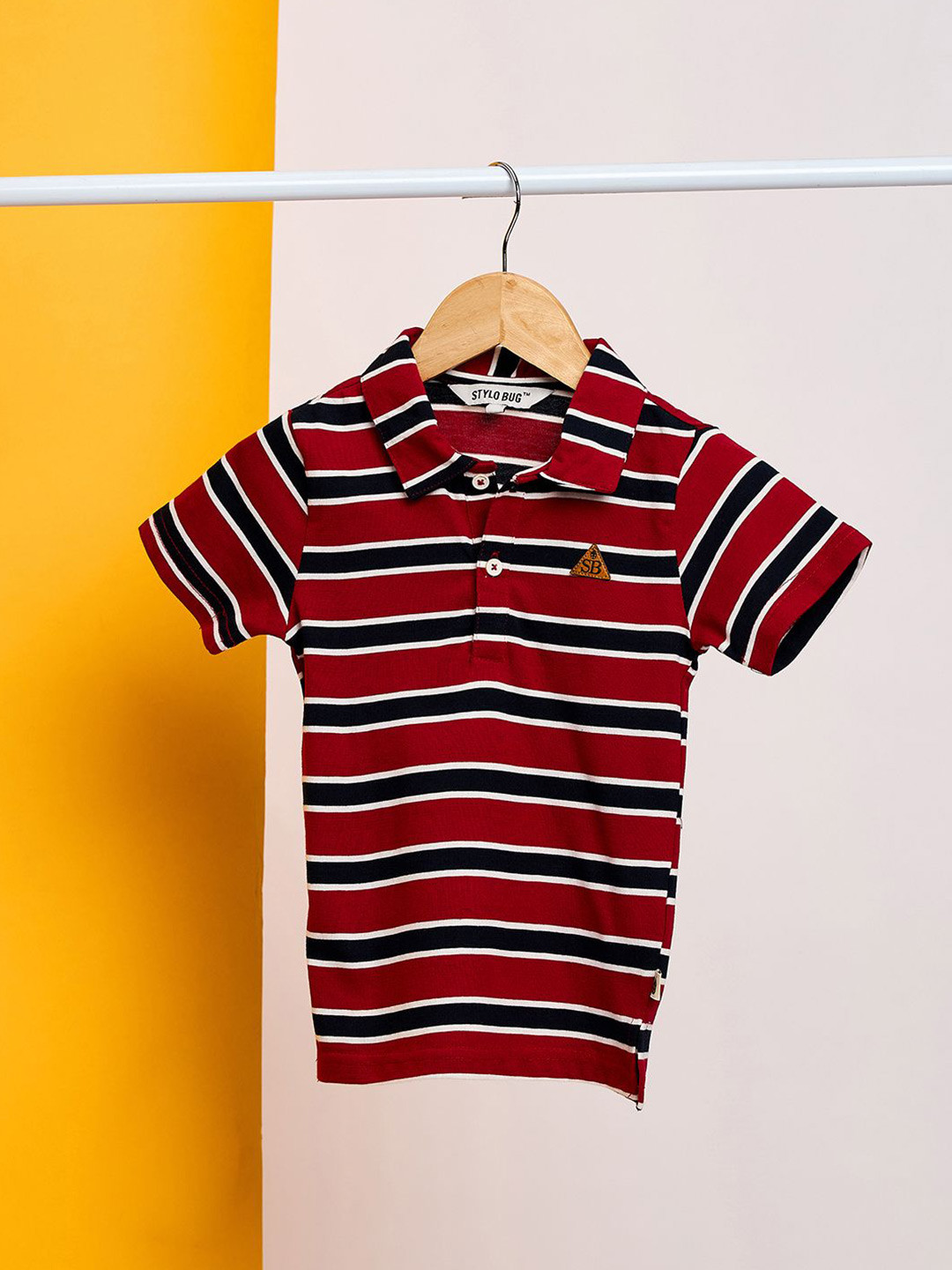 Stylo Bug Boys Striped Polo Collar Pockets Slim Fit T-shirt