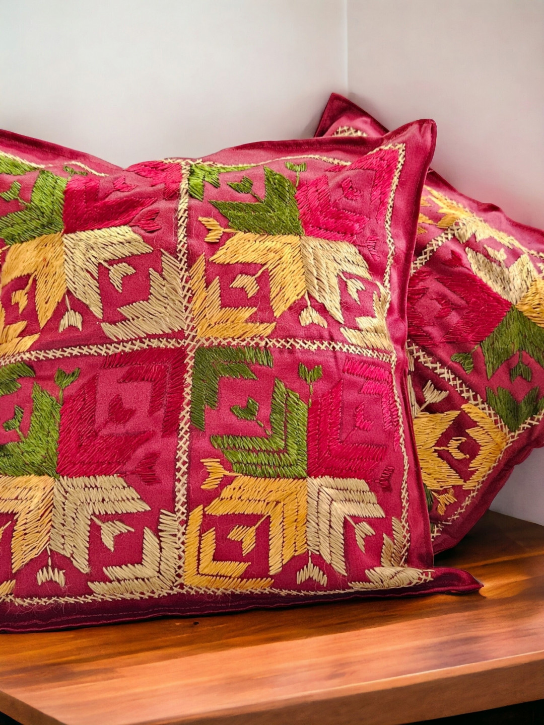 Feels Like Home Ethnic Motifs Polycotton Washable 2 Pcs Square Cushion Covers -16x16In