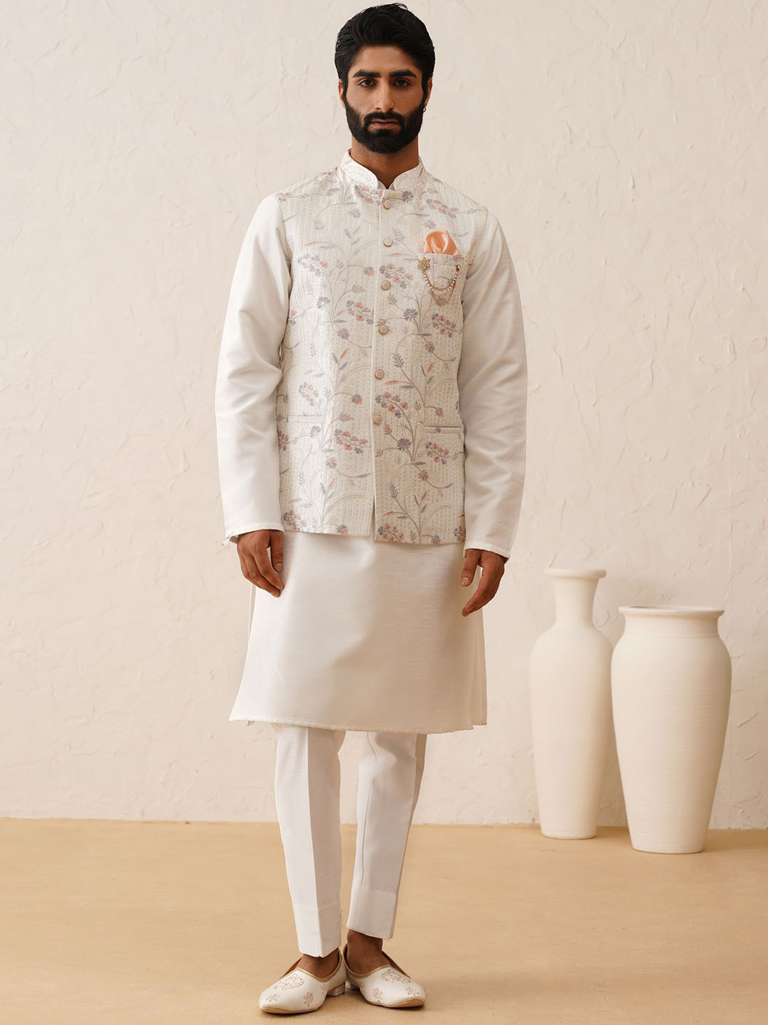 Denis Parkar Men Regular Beads and Stones Kurta with Pyjamas