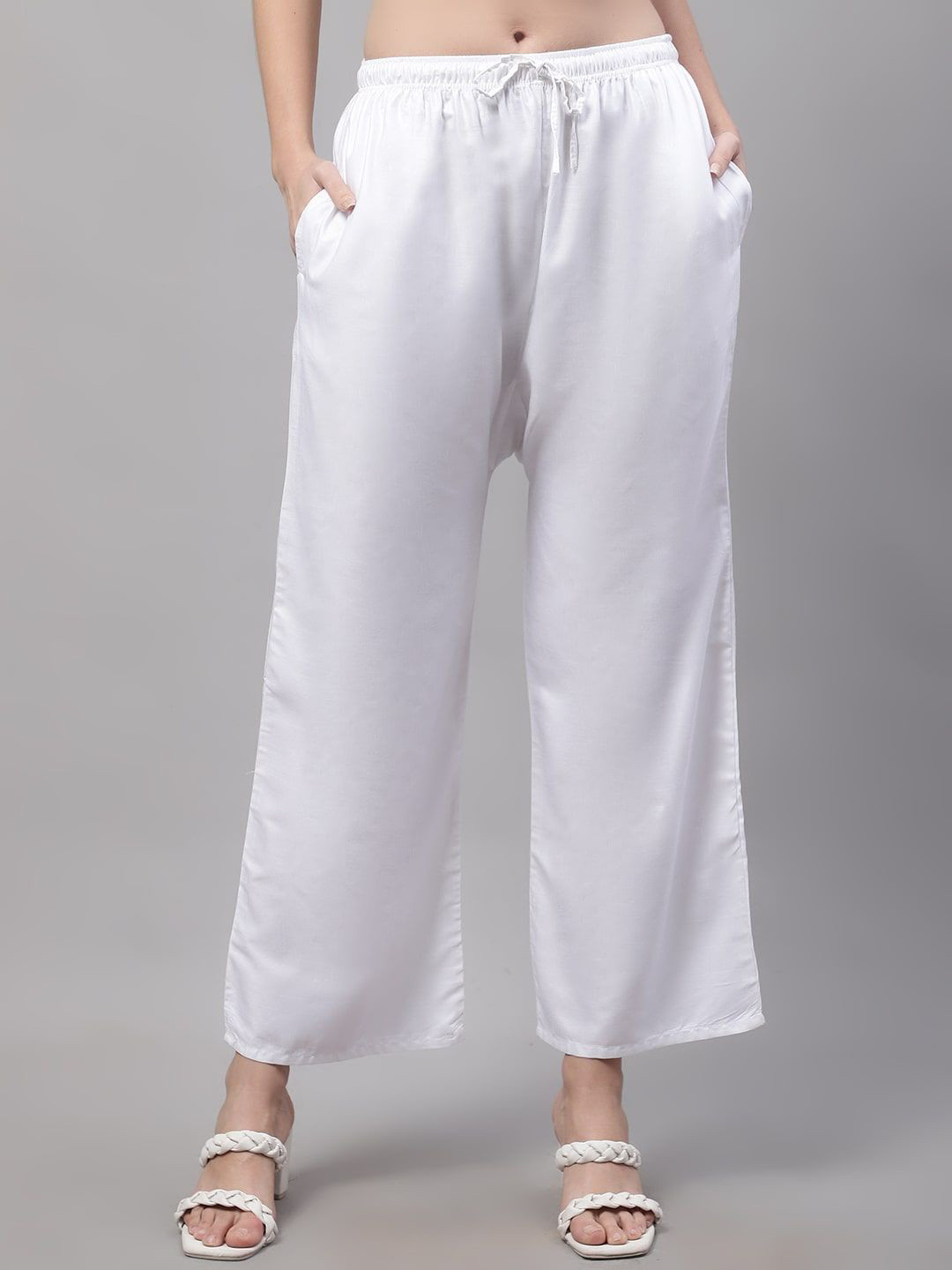 GRACIT Women White Knitted Ethnic palazzo with Side pocket