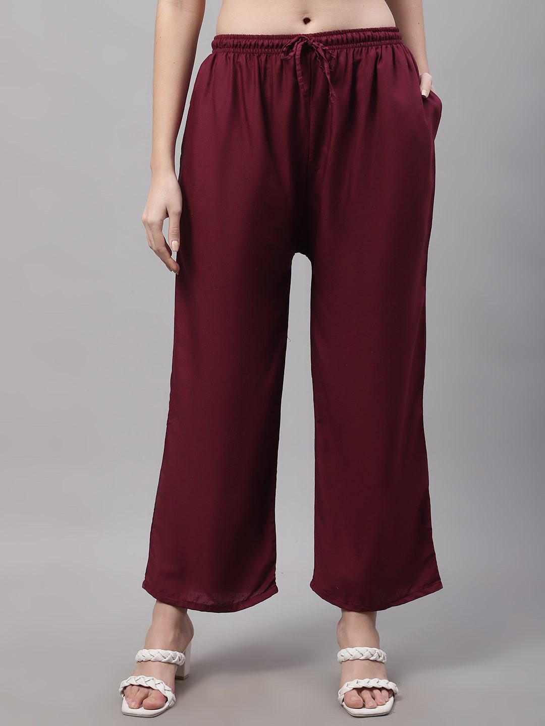 GRACIT Women Wine Knitted Ethnic palazzo with Side pocket