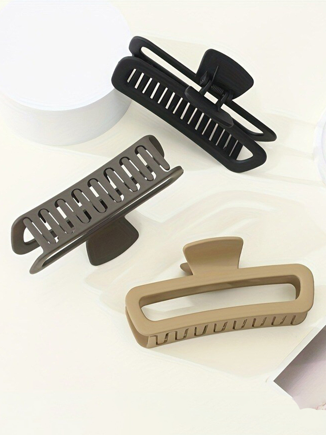 CHRONEX Set of 2 Trendy Matte Hair Claw Clip Large Rectangular Hair Grab Clip