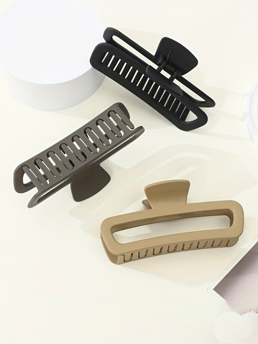 Chronex Set of 2, Trendy Solid Color Matte Hair Claw Clip Large Rectangular Hair Grab Clip