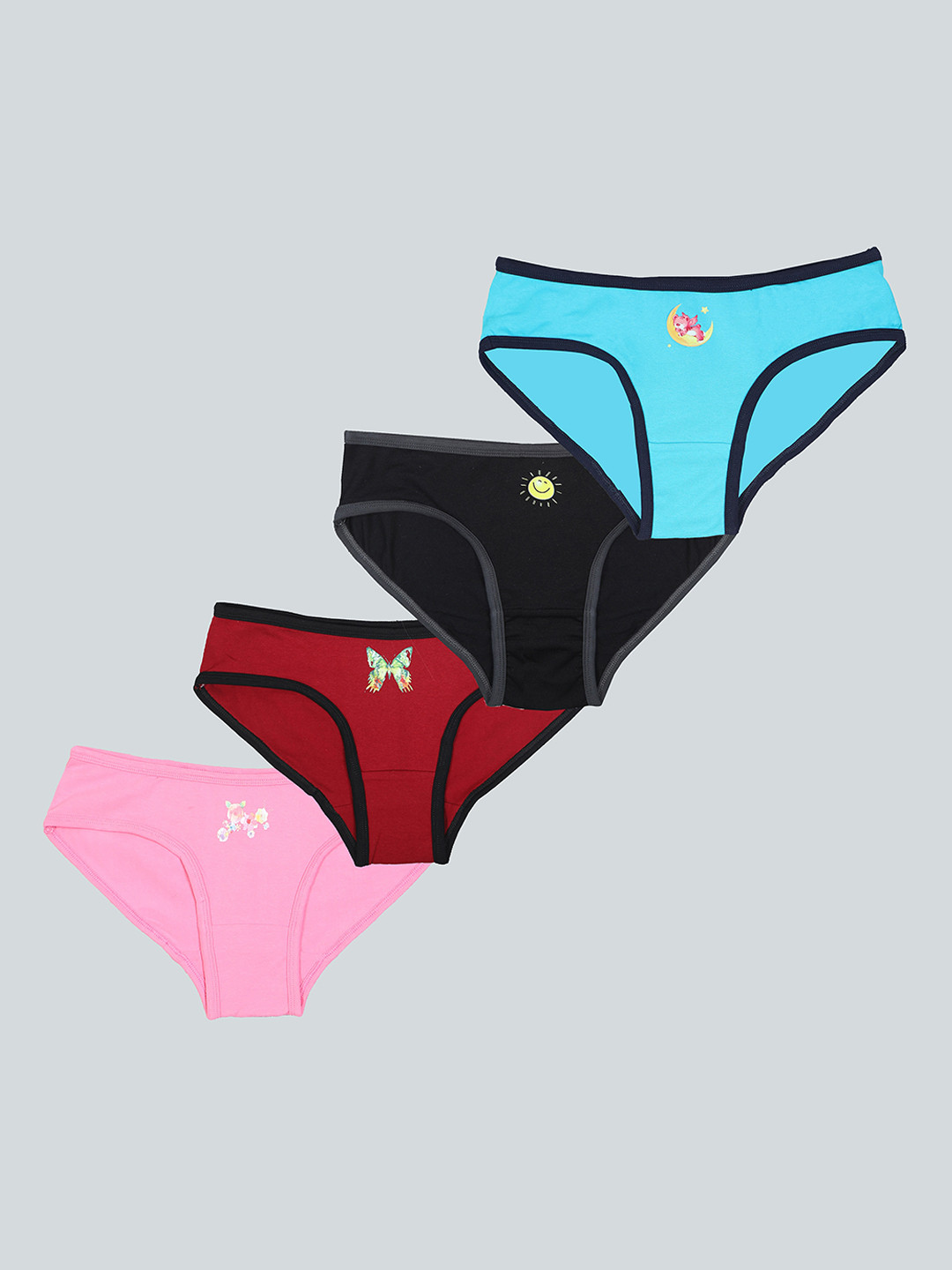 F&S Pack Of 4 Girls Printed Basic Briefs
