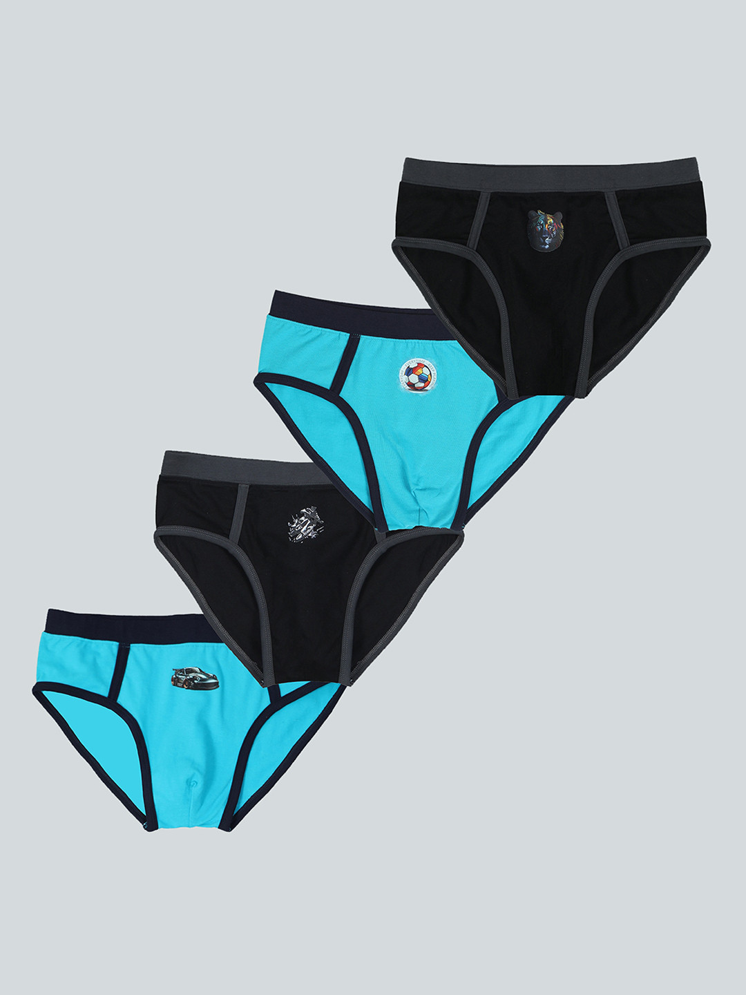 F&S Boys Pack of 4 Printed Basic Briefs BRIEF-MLTCLR-1