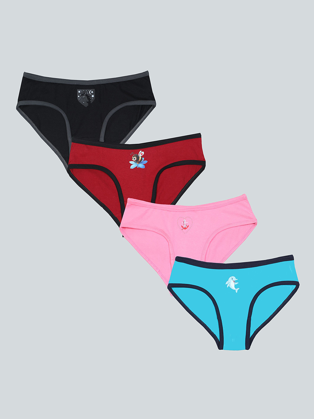 F&S Pack Of 4 Girls Solid Basic Briefs