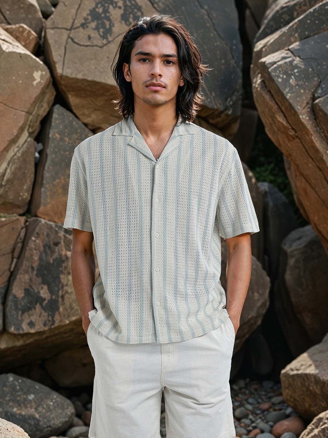 Cuban collar shirt h&m clearance