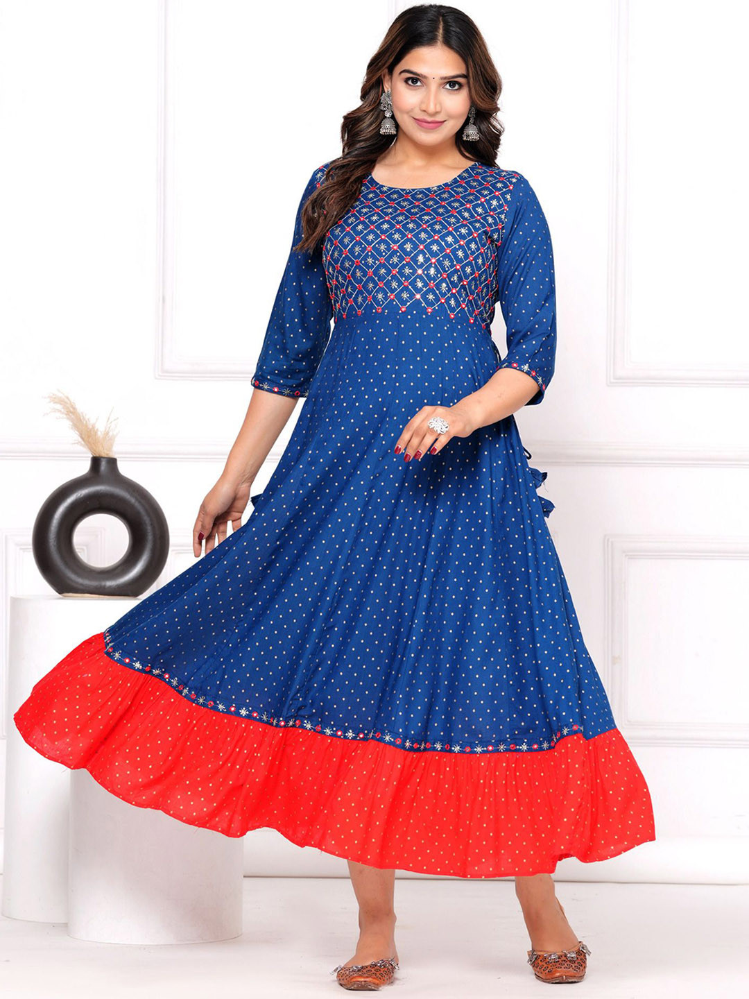 PARUCREATION Women Ethnic Motifs Printed s Anarkali Kurta