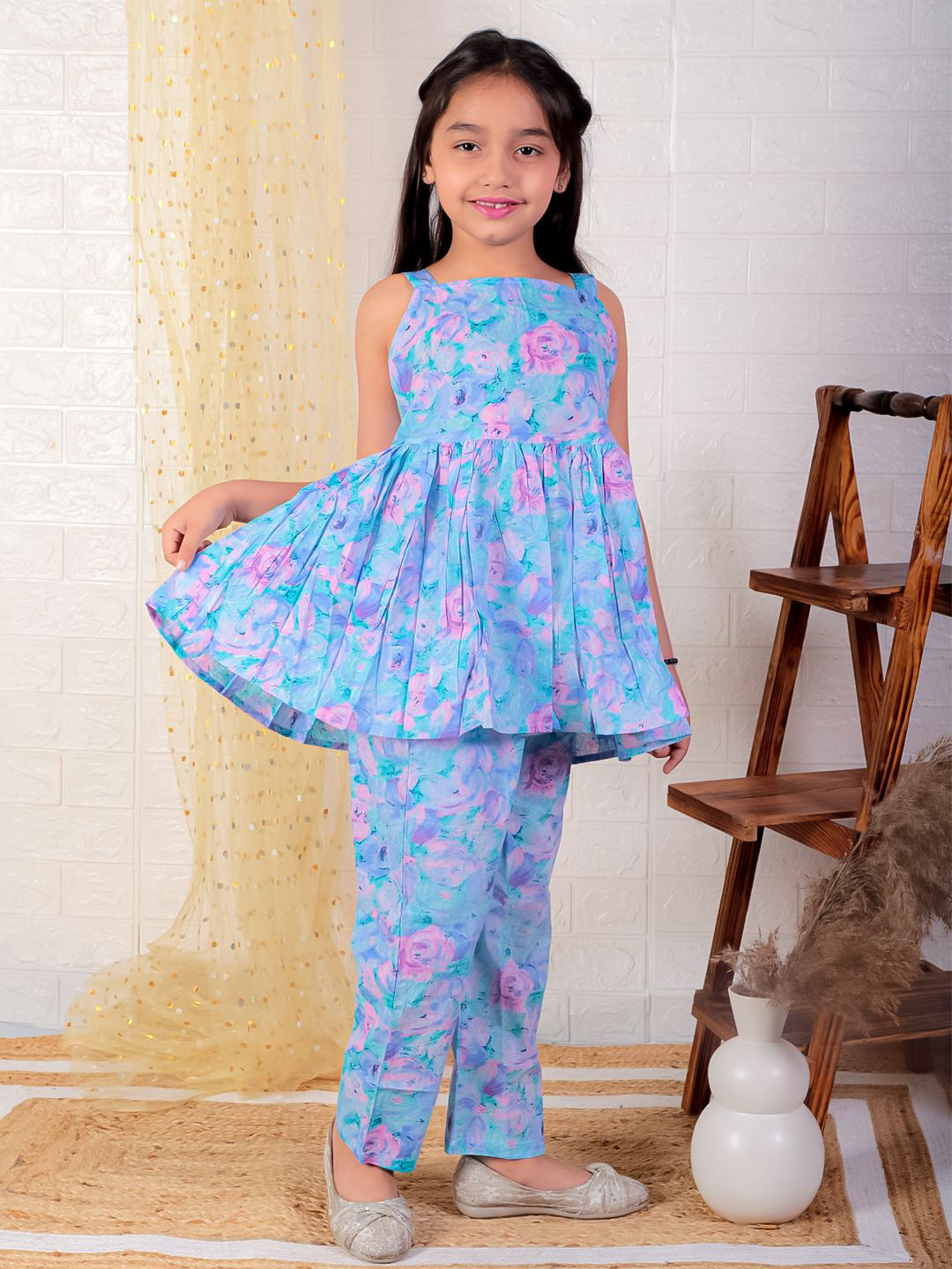 Ka-mee Girls Striped Coat with Leggings