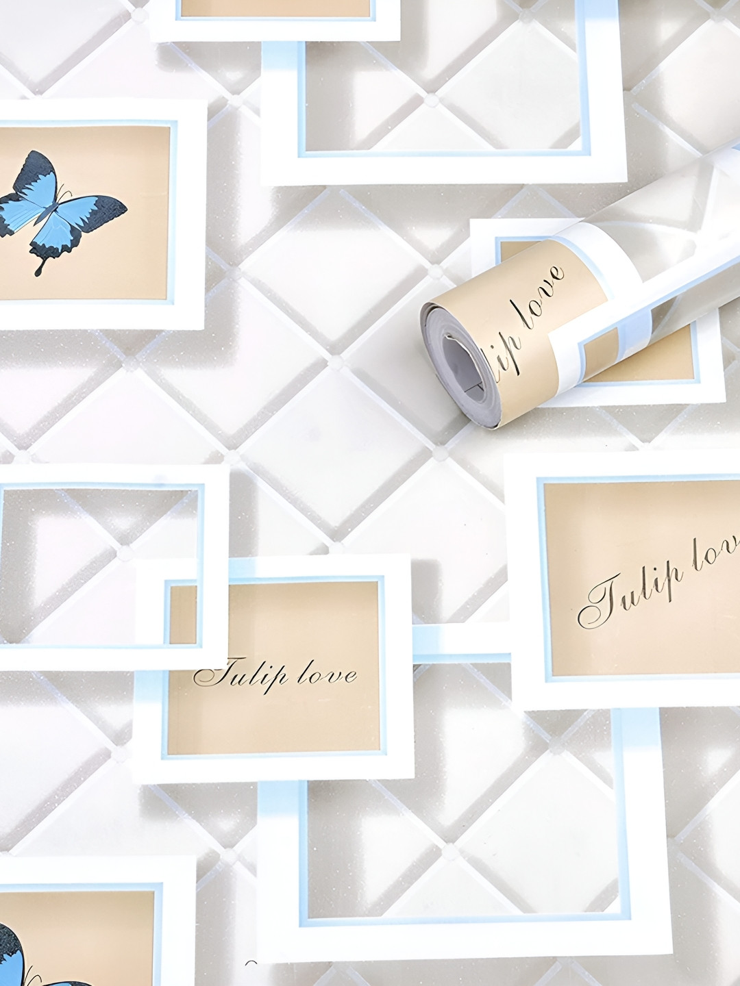 Aura White & Cream 3D Printed Self Adhesive Wall Sticker