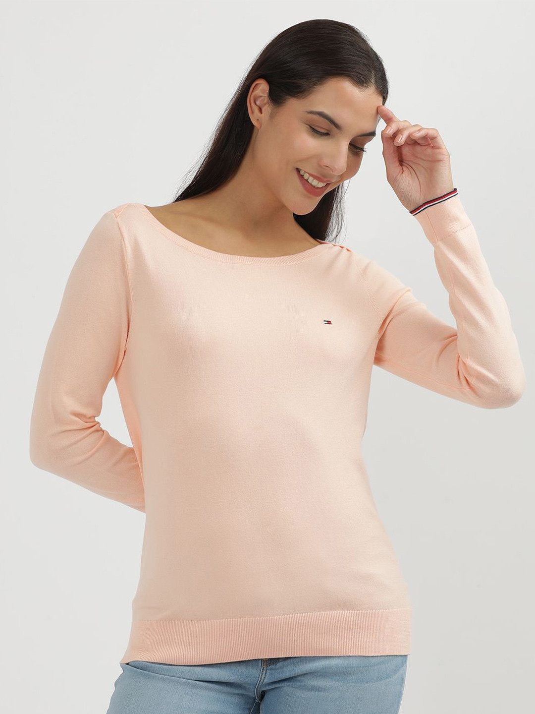 Tommy Hilfiger Boat Neck Full Sleeves Cotton Pullover