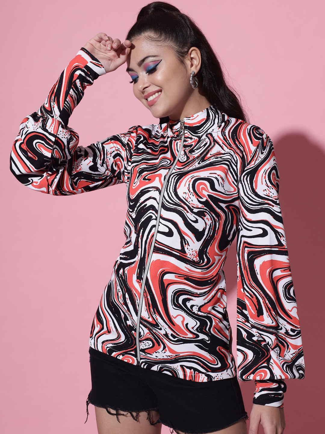 TANDUL Women Polyester Lightweight Crop Puffer Jacket with Patchwork