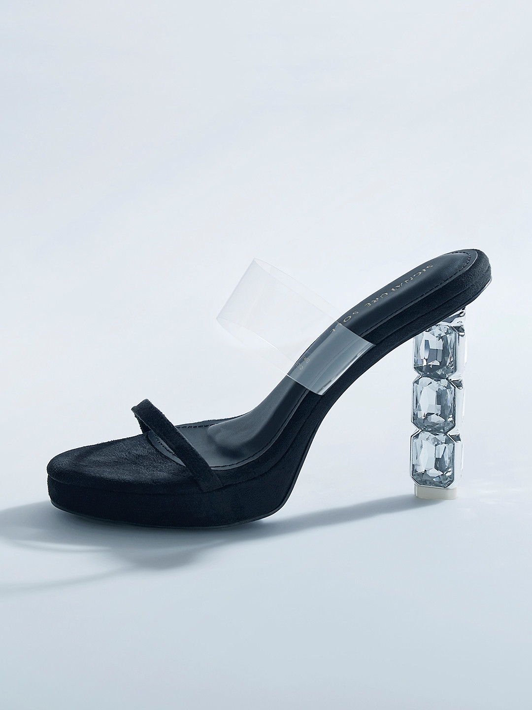 Signature Stone Embellished Sole Open Toe Block Heels