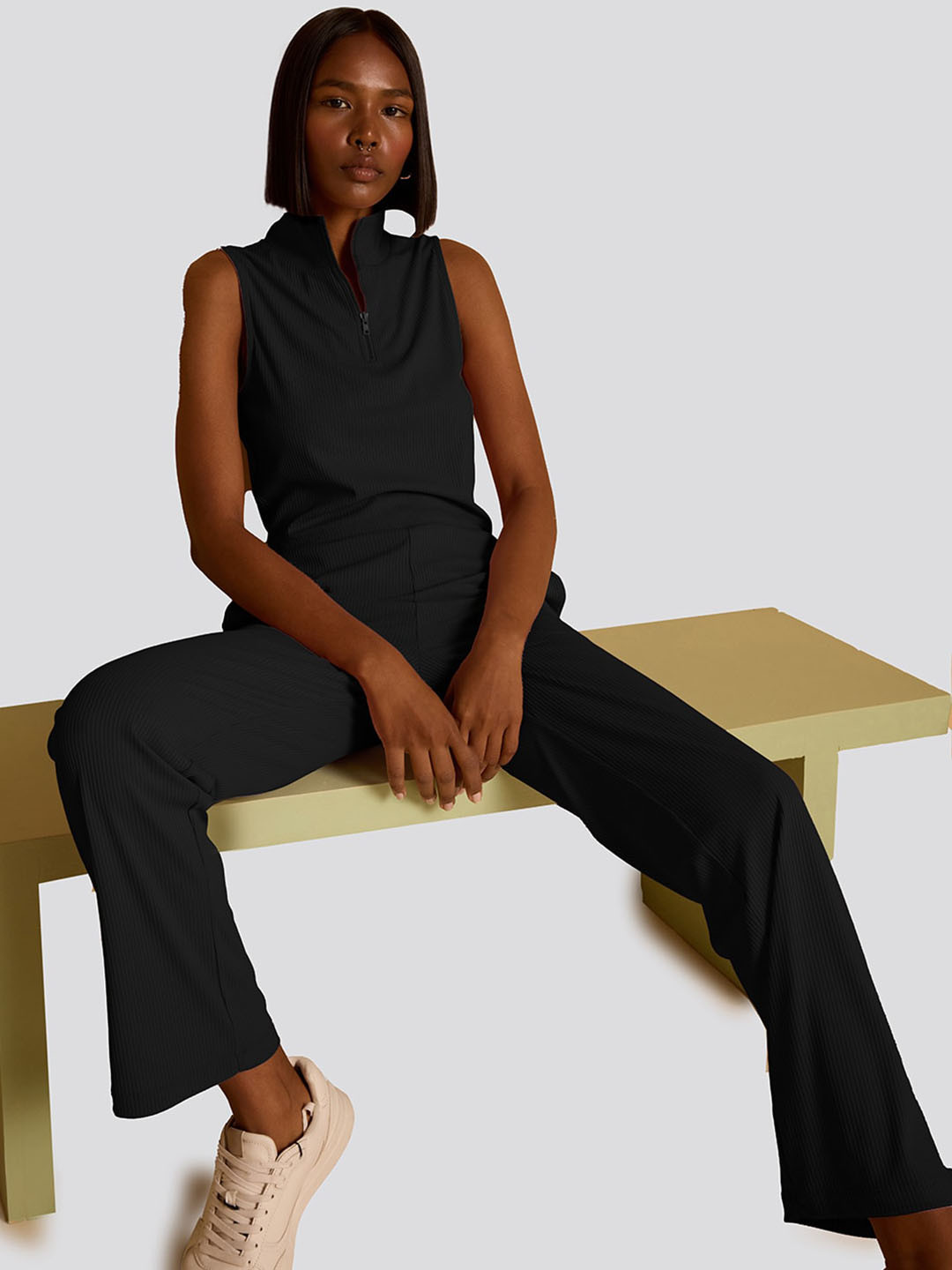 Muvazo Ribbed Sleeveless Top & Trouser Co-Ords