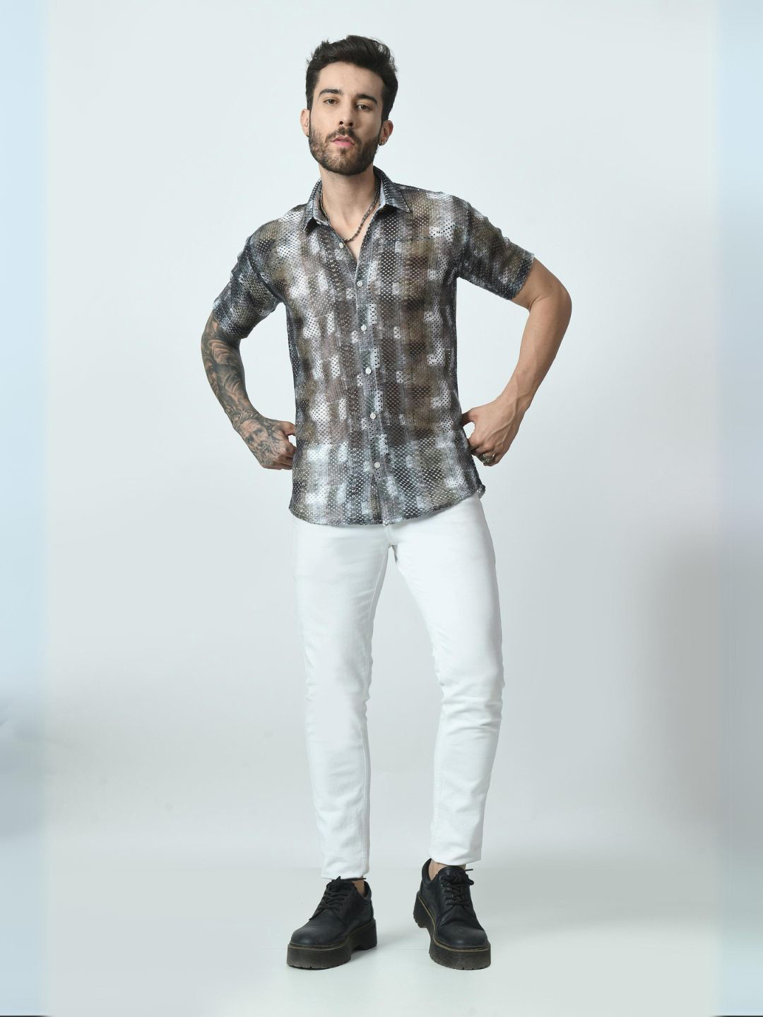 STARFOX Men Slim Fit Tartan Checks Opaque Checked Party Shirt