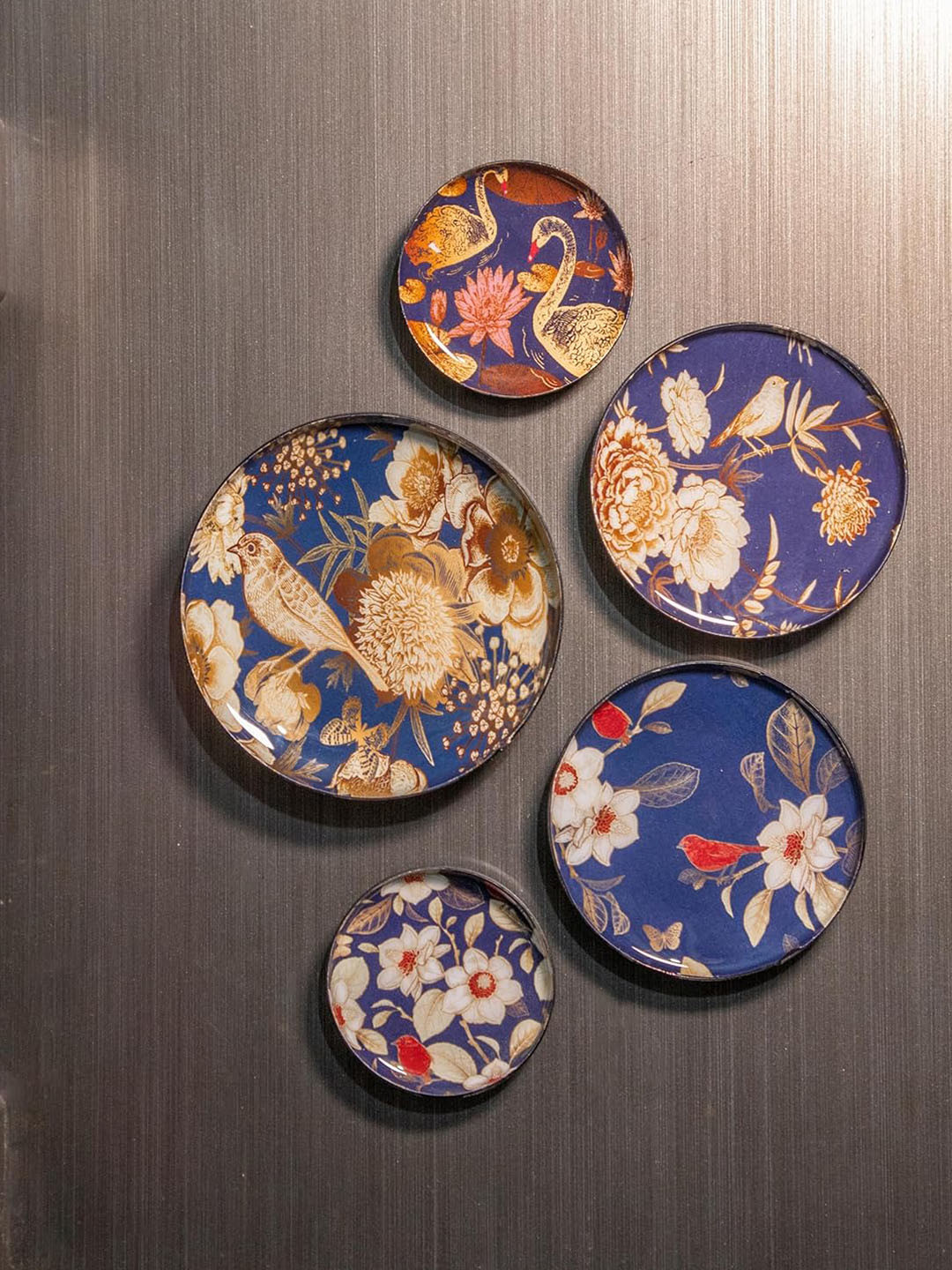 Ritualistic Set of 5 Oriental Blooms Art Fridge Magnet